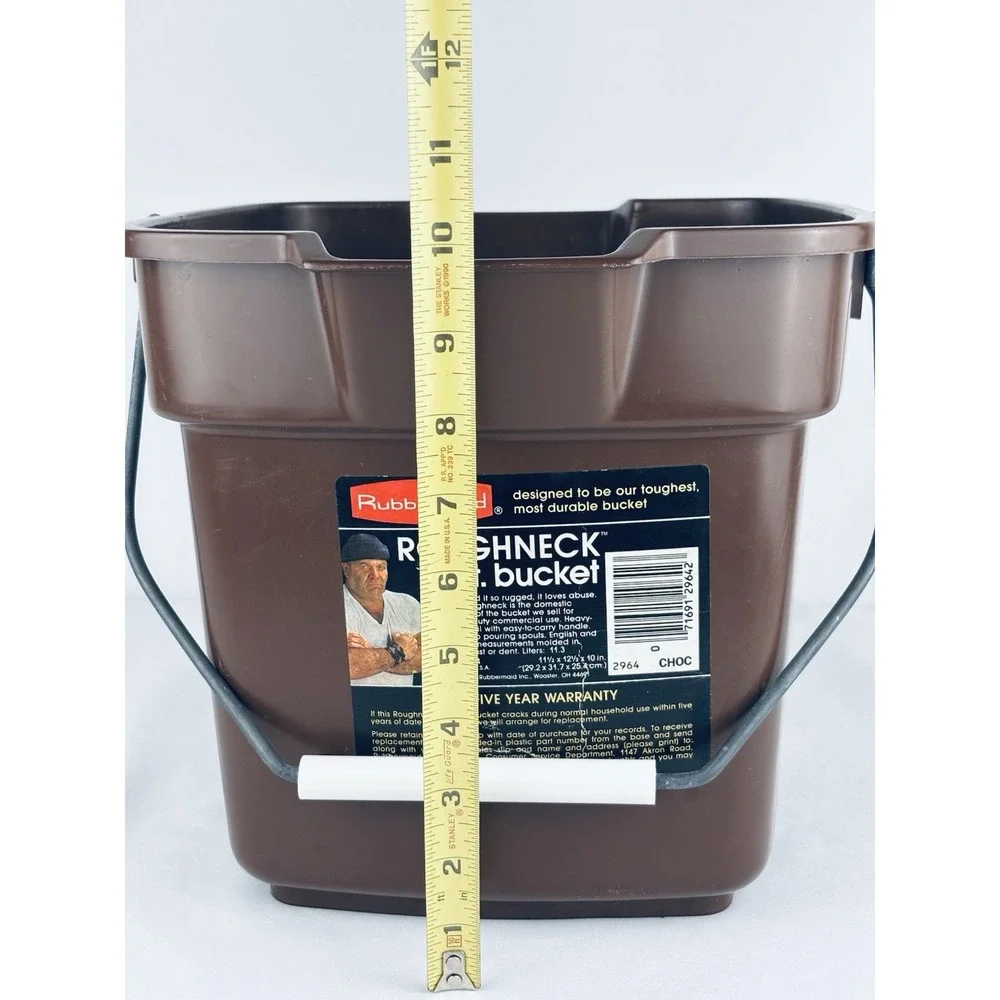 Vintage 1983 Rubbermaid Roughneck Bucket Chocolate Brown 12 Qt No 2964 Label